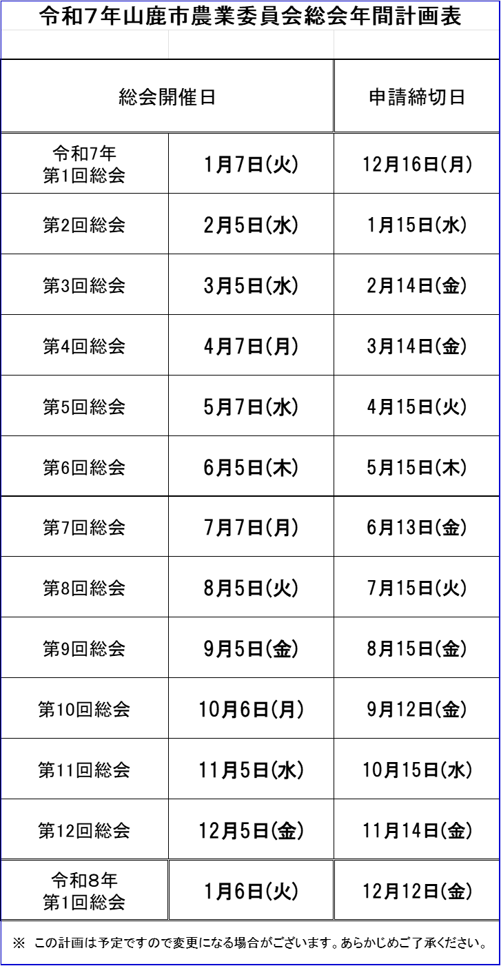年間計画表